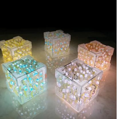Lampara Cubo de Tulipanes Cuadrado DIY